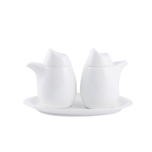 [08-420] Porceletta Ivory Porcelain Saucer & vinegar Pot 110 ml