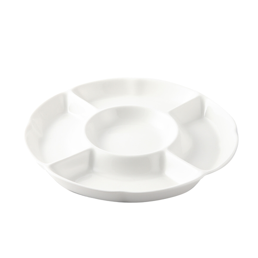 [08-430] Porceletta Ivory Porcelain Mezza 5 Compartment Divider Plate