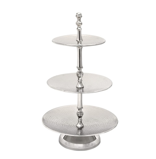 [05-010S] Vague Round 3 Tier Stand Stainless Steel Shiny Finish 36 cm India