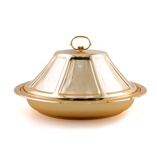 [05-018GG] Vague Steel Ouzi Steel Serving Platter 40 cm,Gold