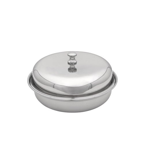 [05-240] Vague Stainless Steel Entrée Round Dish with Lid 750 ml