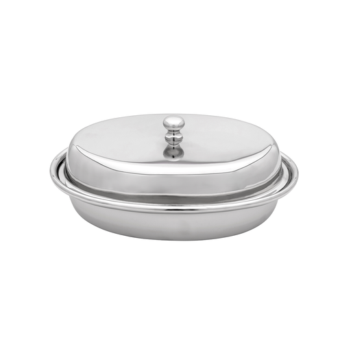 [05-256] Vague Stainless Steel Entrée Oval Dish with Lid 600 ml