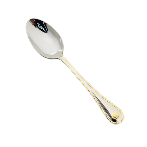 [06-030] Vague Stainless Steel VIP Dinner Spoon with Golden Handle