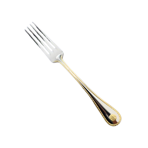 [06-031] Vague Stainless Steel VIP Dinner Fork with Golden Handle