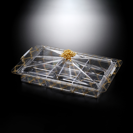 [02-1009G] Vague Acrylic Serving Set with 6 Bowls Gold