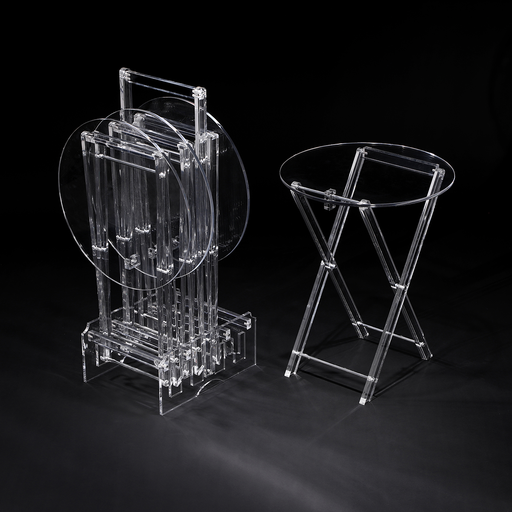 [02-1083] Vague Acrylic 4 Round Coffee Tables with Stand Set