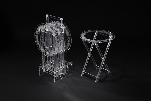 [02-1087] Vague Round 4 Pcs Table Set with Silver Printing D40 cm x H50 cm/8 mm