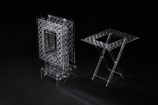 [02-1105] Vague Rectangular 4 Pcs Table Set with Silver Printing