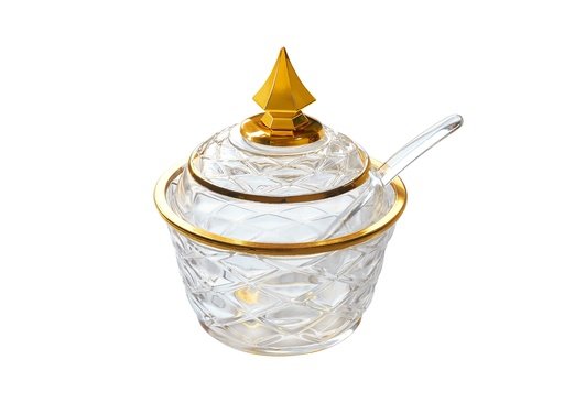 [02-1225] Vague Acrylic Transparent & Golden Sugar Pot with Spoon Dia: 10 cm Tog Design