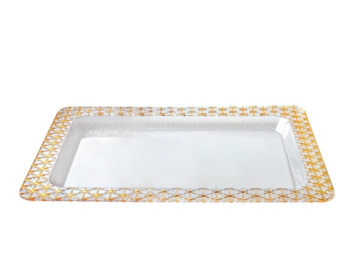 [02-1232] Vague Acrylic Transparent & Golden Rectangular Tray 60 cm x 45 cm Daisy Deisgn