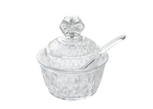 [02-1238] Vague Acrylic Transparent Sugar Pot with Spoon Dia: 10 cm Daisy Deisgn