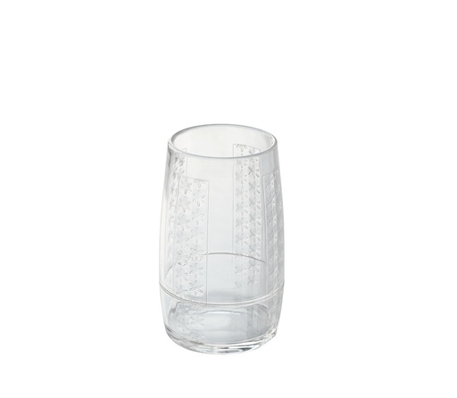 [02-1249] Vague Acrylic Transparent 6 Pieces Water Cup Set Vertical Lines Design