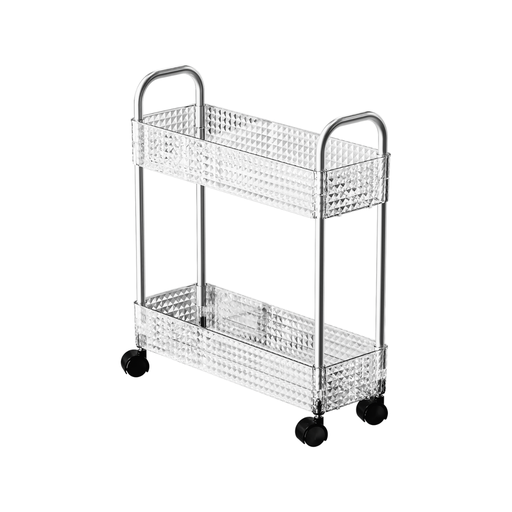 [02-1256] Vague Transparent Diamond 2 Tier Trolley Cart 40 cm x 14 cm x 42 cm