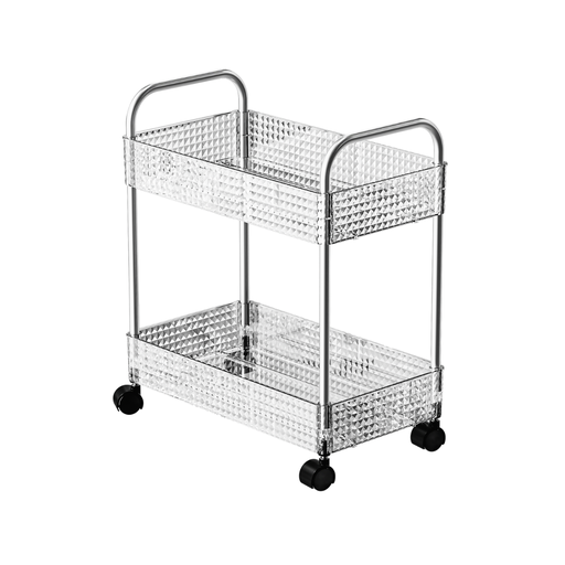 [02-1259] Vague Transparent Diamond 2 Tier Trolley Cart 40 cm x 21.5 cm x 42 cm