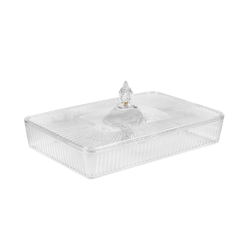 [02-1351] Vague Rectangle Acrylic Candy Box With 6 Inner Bowls Set 40.2 x 27.2 x 7 cm