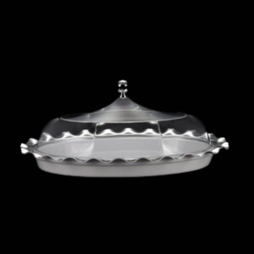 [02-307] Vague Acrylic Oval Serving Set 52 cm Silver