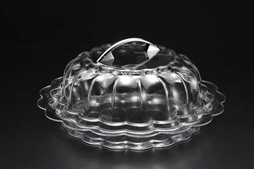[02-414] Vague Acrylic Cake Serving Platter Set 36 cm Clear