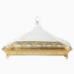 [02-492] Vague Golden Rectangular Classic Steel Cake Server 42.5 cm