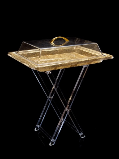 [02-541] Vague Golden Acrylic Serving Table with Cover Italian Design