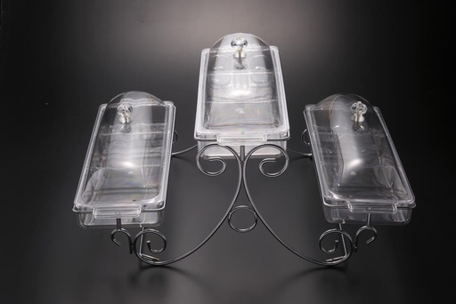 [02-578] Vague Acrylic Serving Stand 3 Tier with 3 Comp. 42.5 cm Taiwan