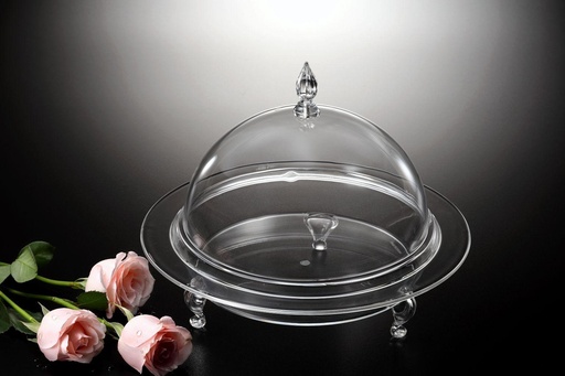 [02-587] Vague Acrylic Footed Round Server Clear 36 cm