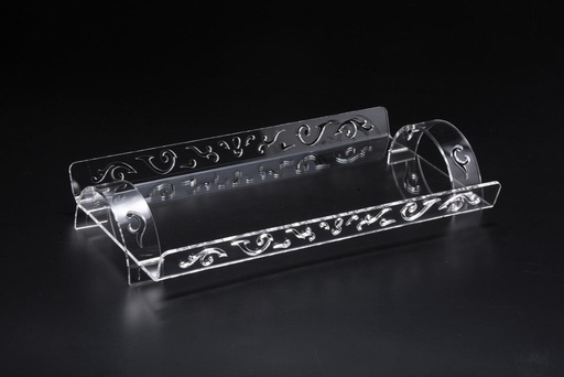 [02-597] Vague Acrylic Laser Tray Footed Clear 28.3 cm