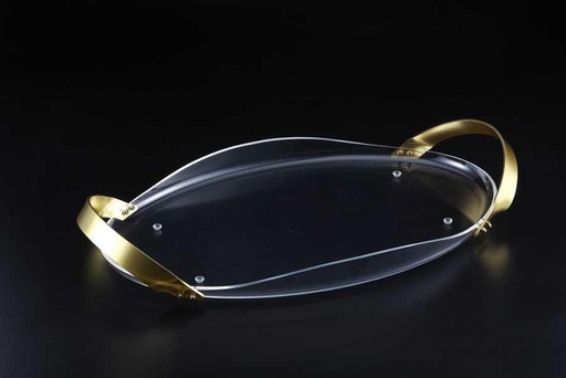 [02-601] Vague Acrylic Serving Tray 59 cm Gold Handle