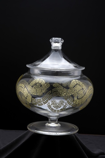 [02-608] Vague Acrylic Crown Candy Box Large Gold Print