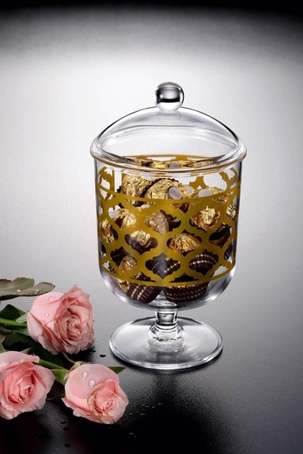 [02-624] Vague Acrylic Round Candy Box Large Gold