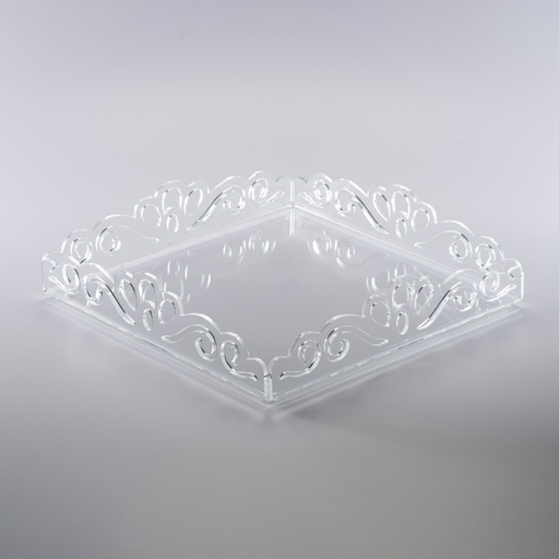 [02-1146] Vague Acrylic Square Laser Tray 35 cm x 7.5 cm Transparent