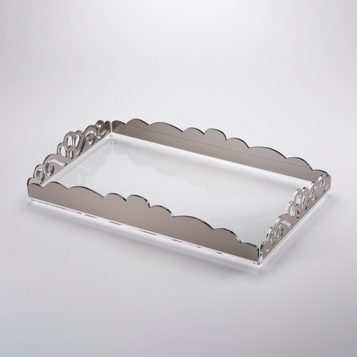 [02-1160] Vague Acrylic Rectangular Laser Tray 30 cm x 50 cm Silver Bronzing