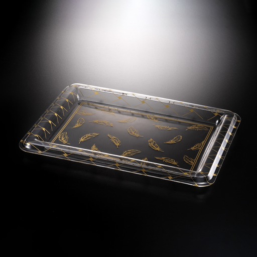 [02-1175] Vague Acrylic Tray/Golden leaf design