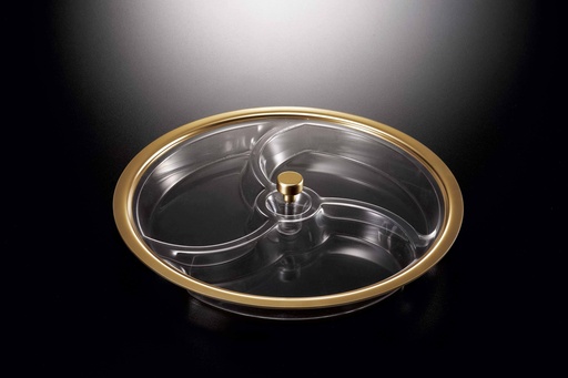 [02-1184G] Vague Acrylic Serving Tray with 4 comp Golden Border