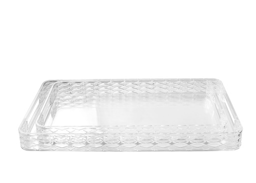 [02-1210] Vague Acrylic Transparent 2 Pieces Rectangular Tray Set 47.5 cm x 29 cm and 54.5 cm x 34 cm Tog Design