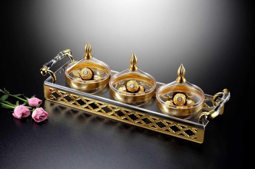 [02-639] Vague Laser Tray with Canisters Clear 52.5 cm