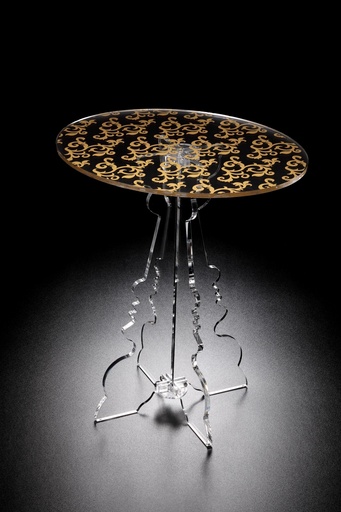 [02-667] Vague Heavy Oval Golden Acrylic Coffee Table