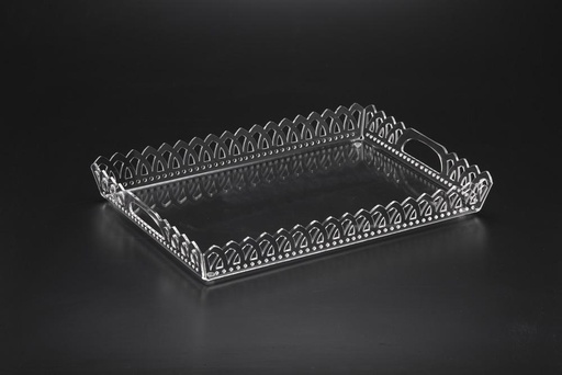 [02-677] Vague Acrylic Castle Tray Medium Clear