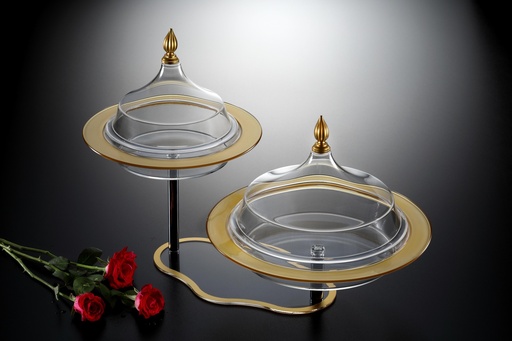 [02-732] Vague Acrylic Round Serving Set with Stand 26/31 cm Taiwan