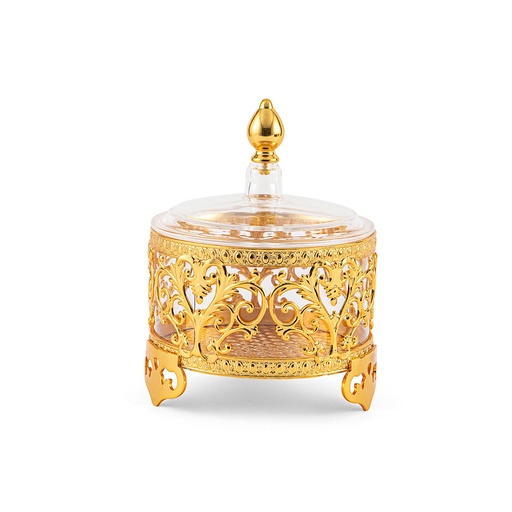 [02-756] Vague Round Metal Cake Server with Acrylic Cover 12 cm