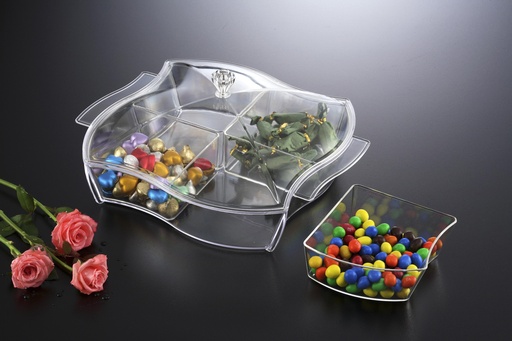 [02-768] Vague Acrylic 4 Compartment Candy Serving Set 35 cm