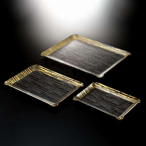 [02-777] Vague Acrylic Rectangular Serving Tray 38 cm Golden