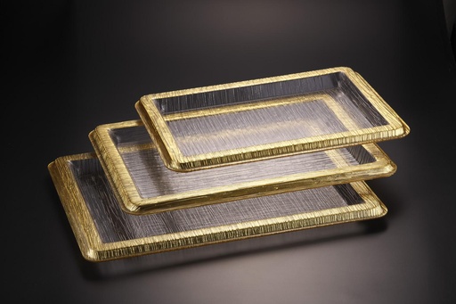 [02-807] Vague Acrylic Bark Golden Tray 55 cm