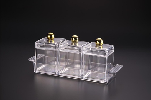 [02-812] Vague Acrylic,Plastic Spice Jar 3 Pieces Set Taiwan
