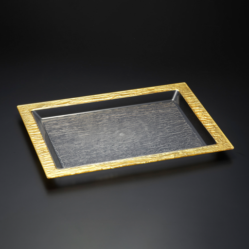 [02-839] Vague Acrylic Serving Tray Bark Gold 56 cm