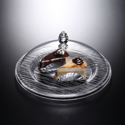 [02-853] Vague Acrylic Serving Set Round Bark Clear 40 cm