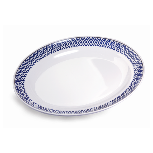 [36-374] Vague Melamine Deep Oval Plate Blue 13"