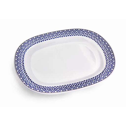 [36-383] Vague Melamine Oval Plate Blue 25x21 cm