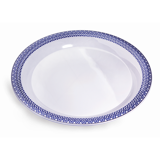 [36-392] Vague Melamine Round Tray  Blue Line 16"