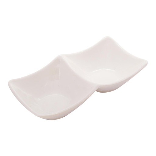 [36-523] Vague White Melamine Mezza Plate two comaprtments