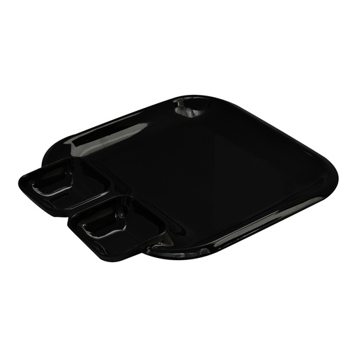 [36-524B] Vague Black Melamine Square Plate 28.5 cm x 25 cm